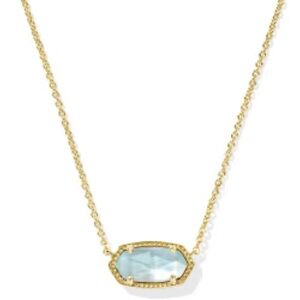 Elisa Gold Pendant Necklace in Light Blue Illusion